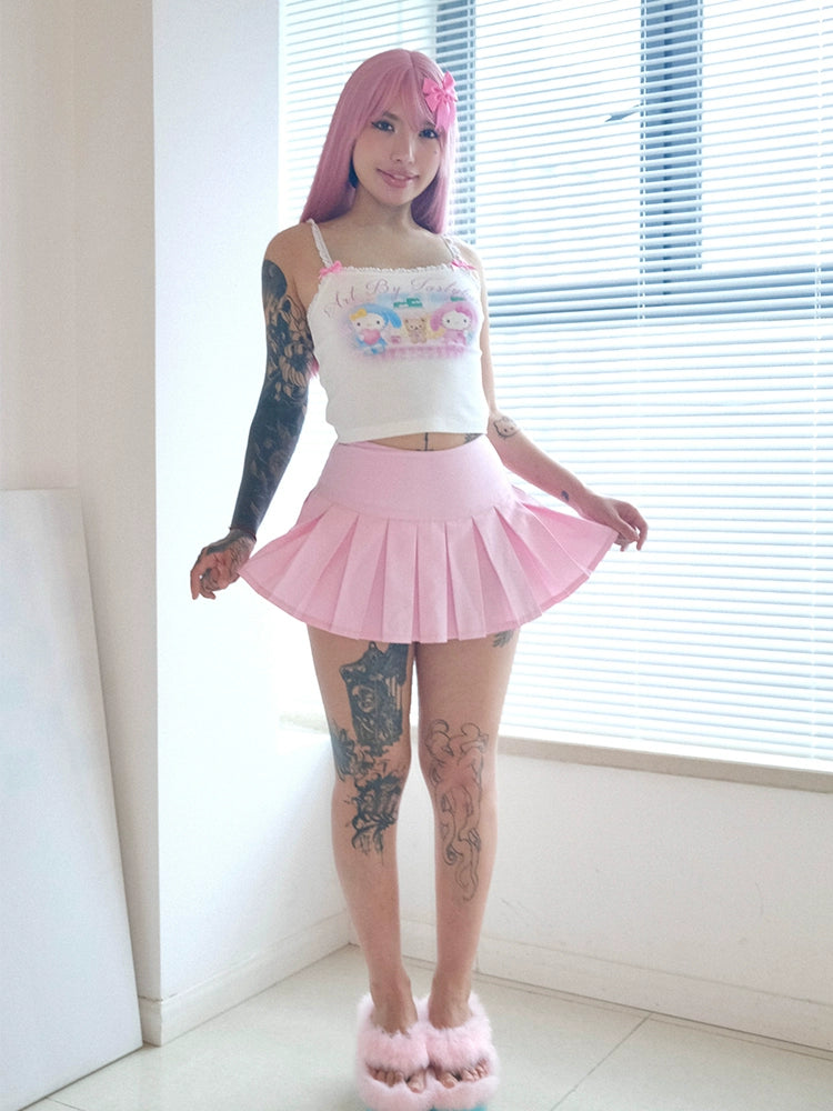 cute cartoon kitty lace cami