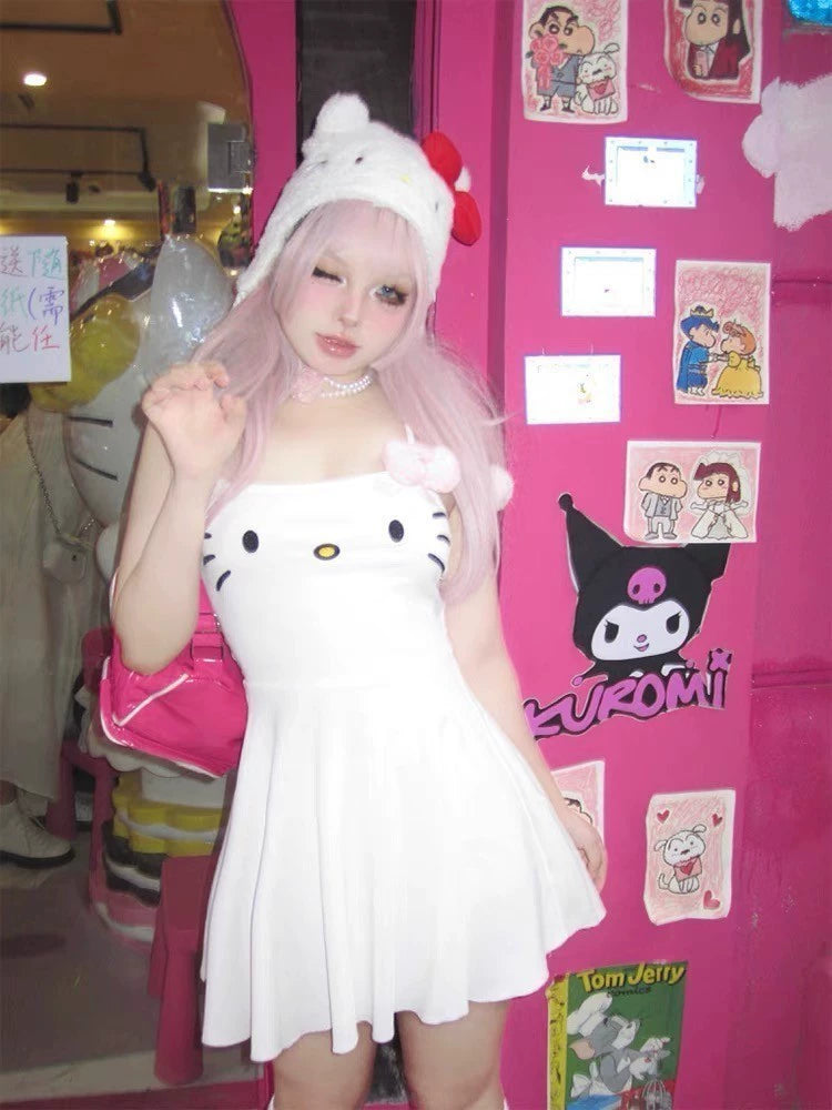 Cute kitty embroidered dress