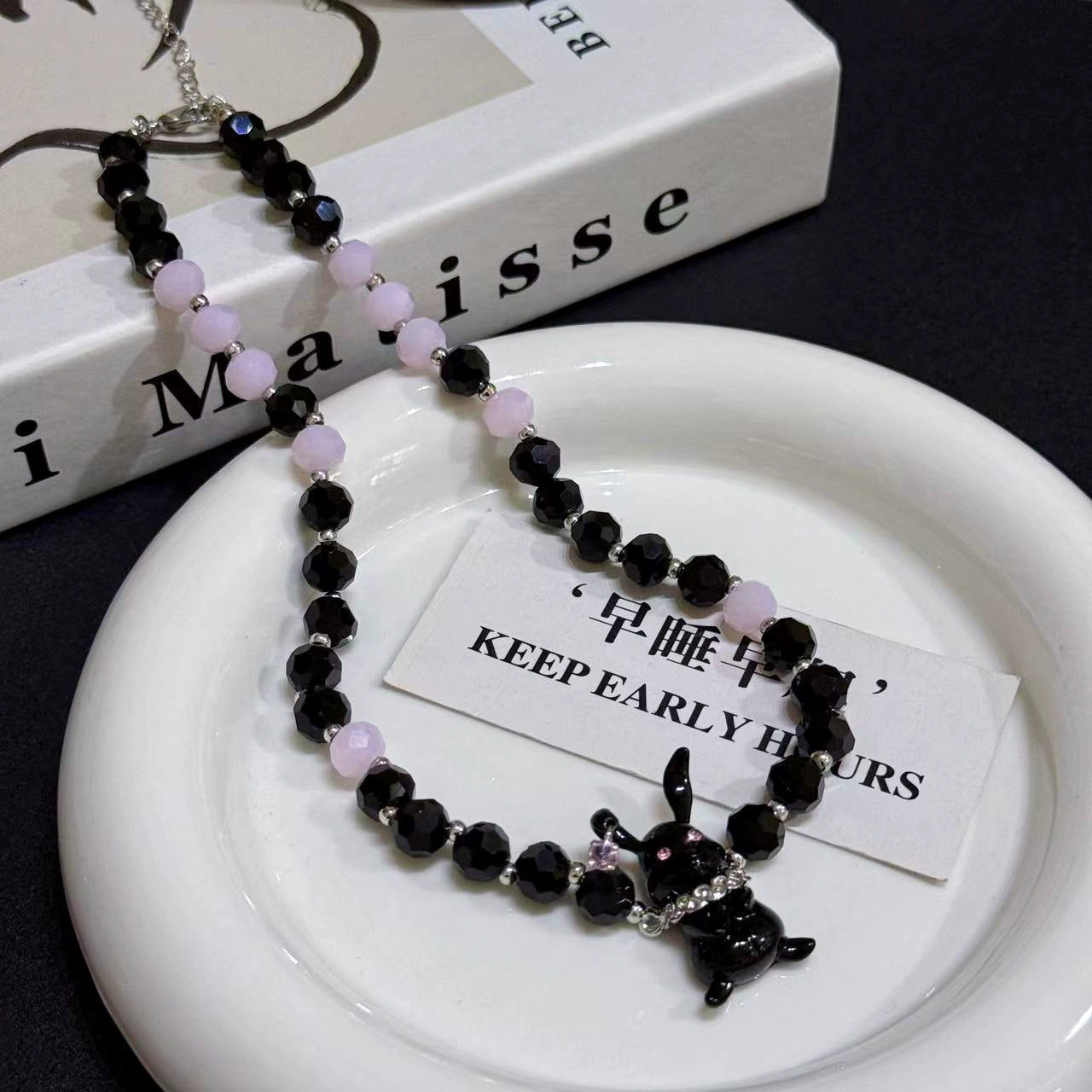 Glasses Doctor Rabbit Necklace Earrings