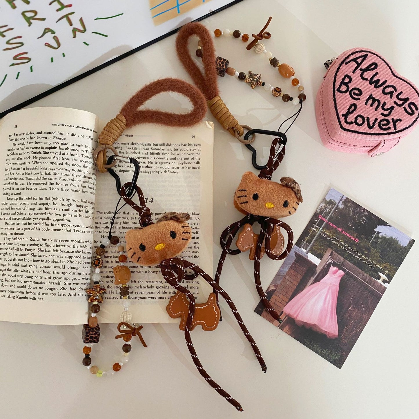 Beaded Brown Hellokitty Plush Charm