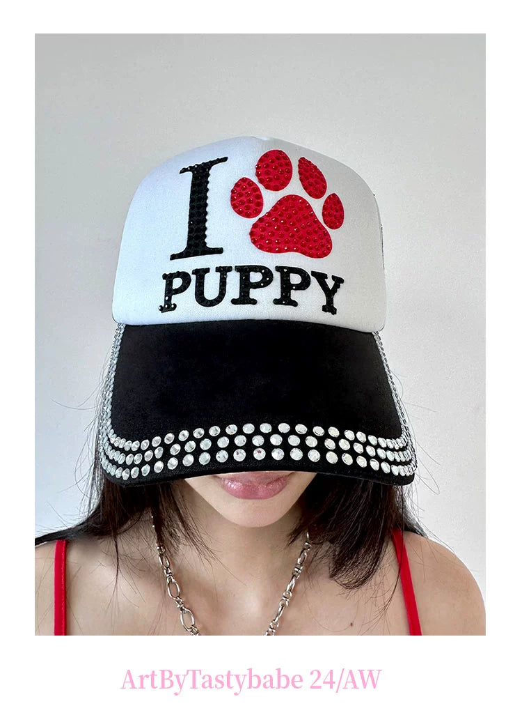 I love puppy rhinestones hats