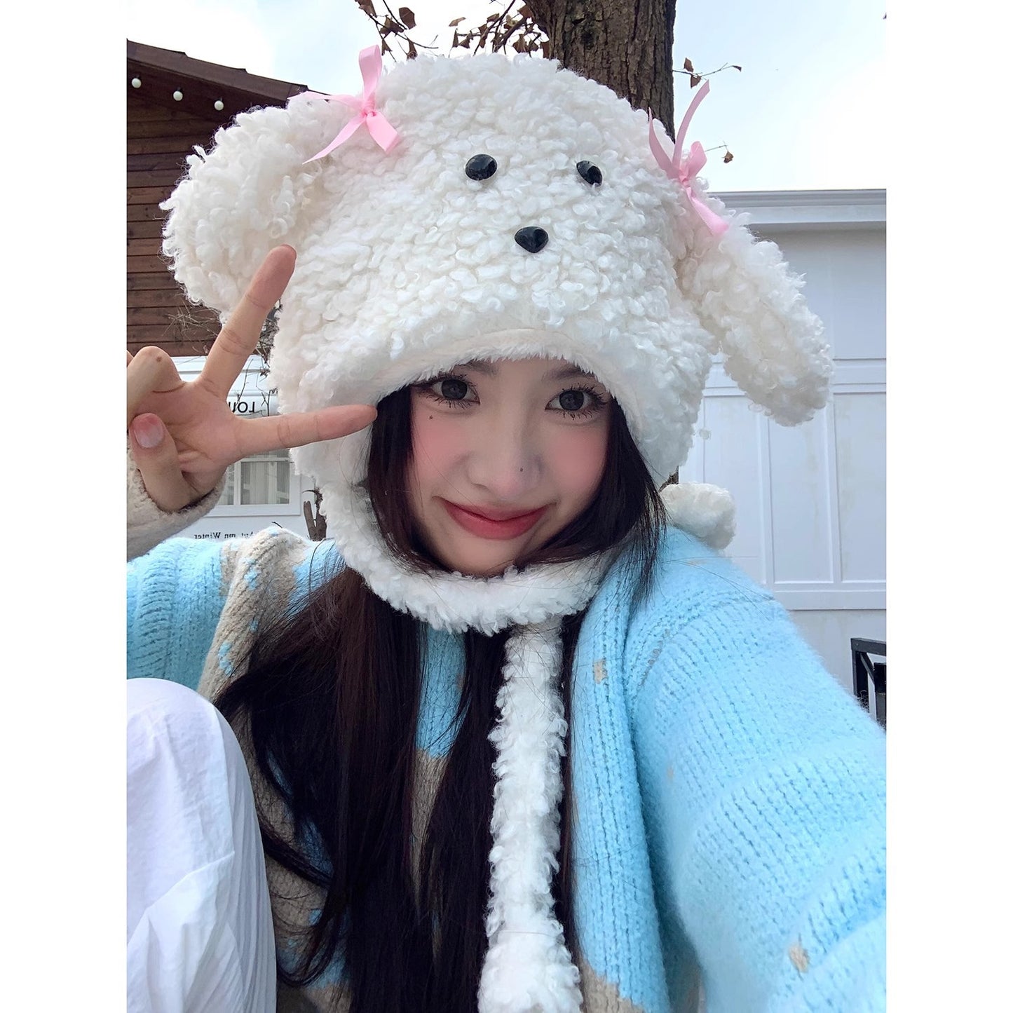 Girl Heart Cute Dog Warm Ear Protection Hat