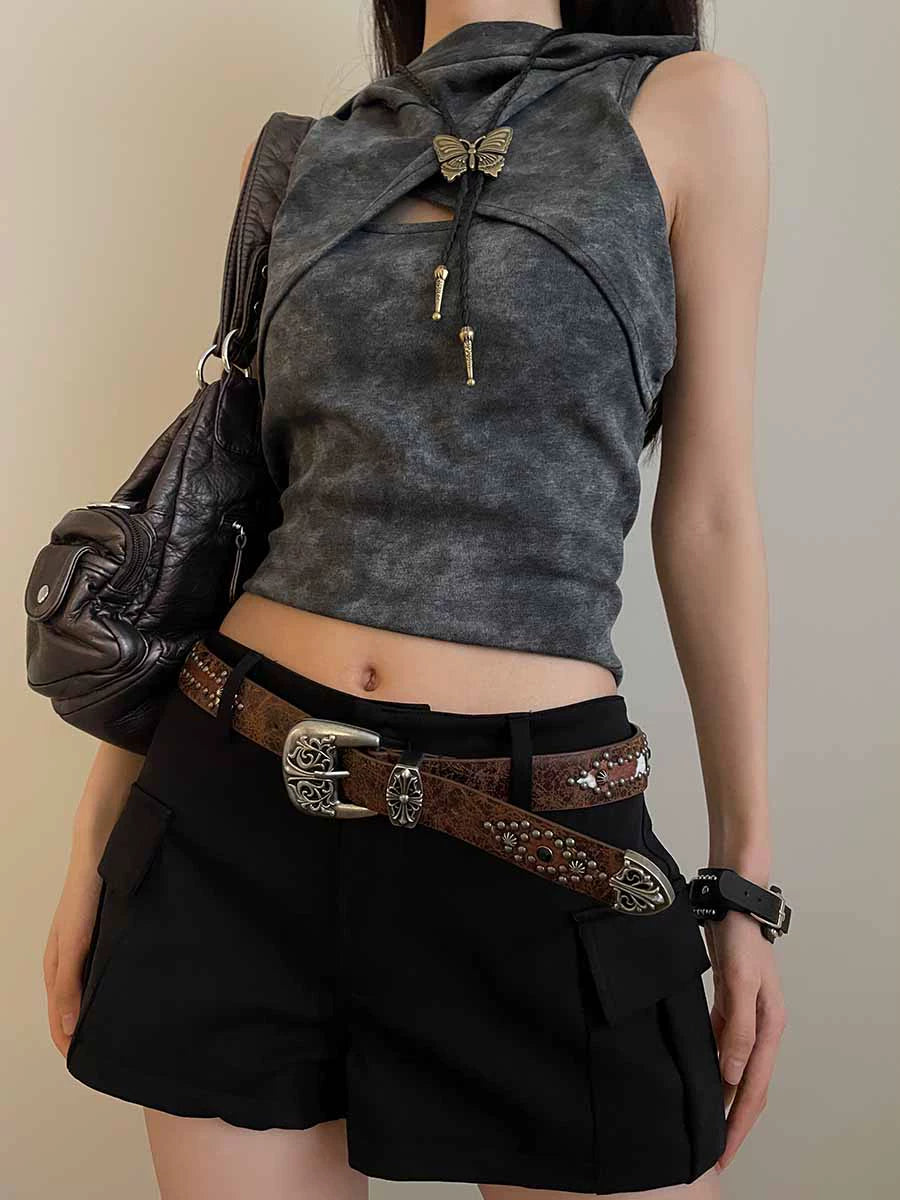 Brown rivet waistband