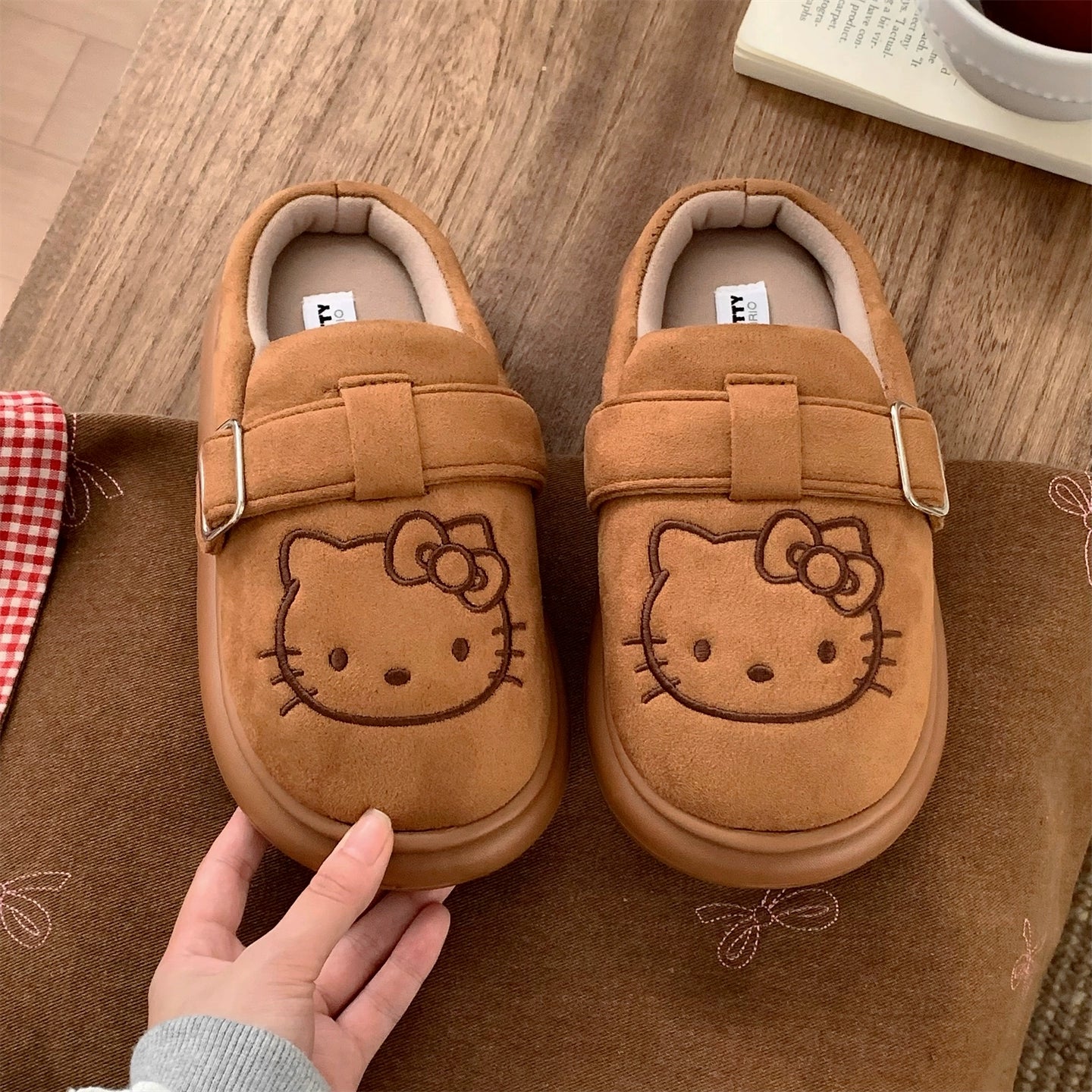 HelloKitty Pocken Shoes, Girl Heart Cotton Slippers