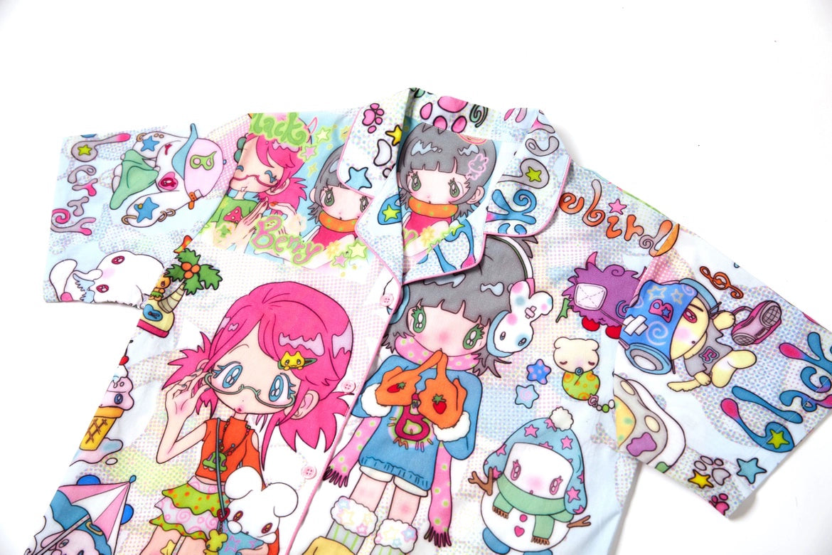 Cartoon two girls summer pajamas set