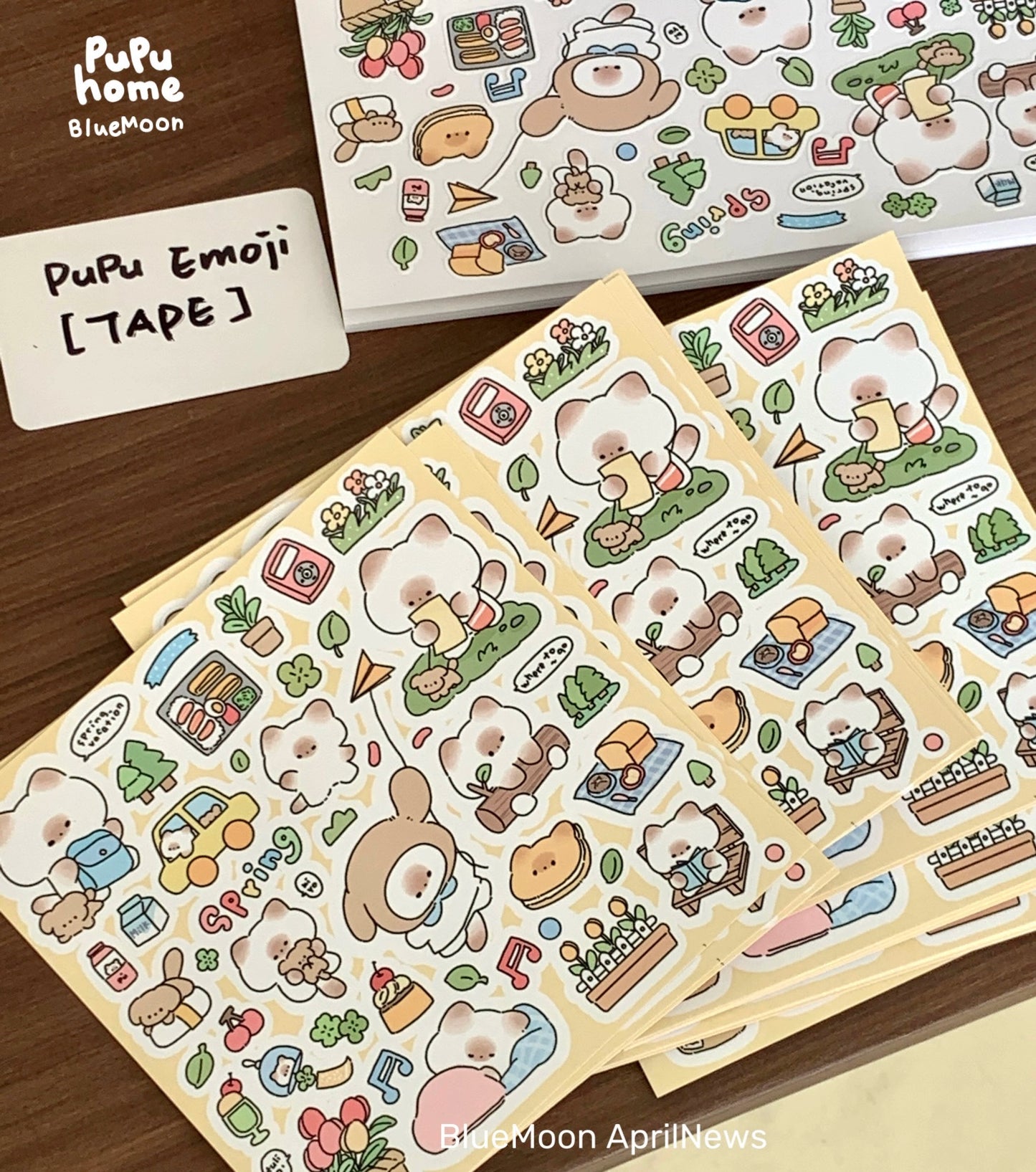 【 BlueMoon Puputime Series 】 Kitten Pupu Spring Outing/Bakery Stickers