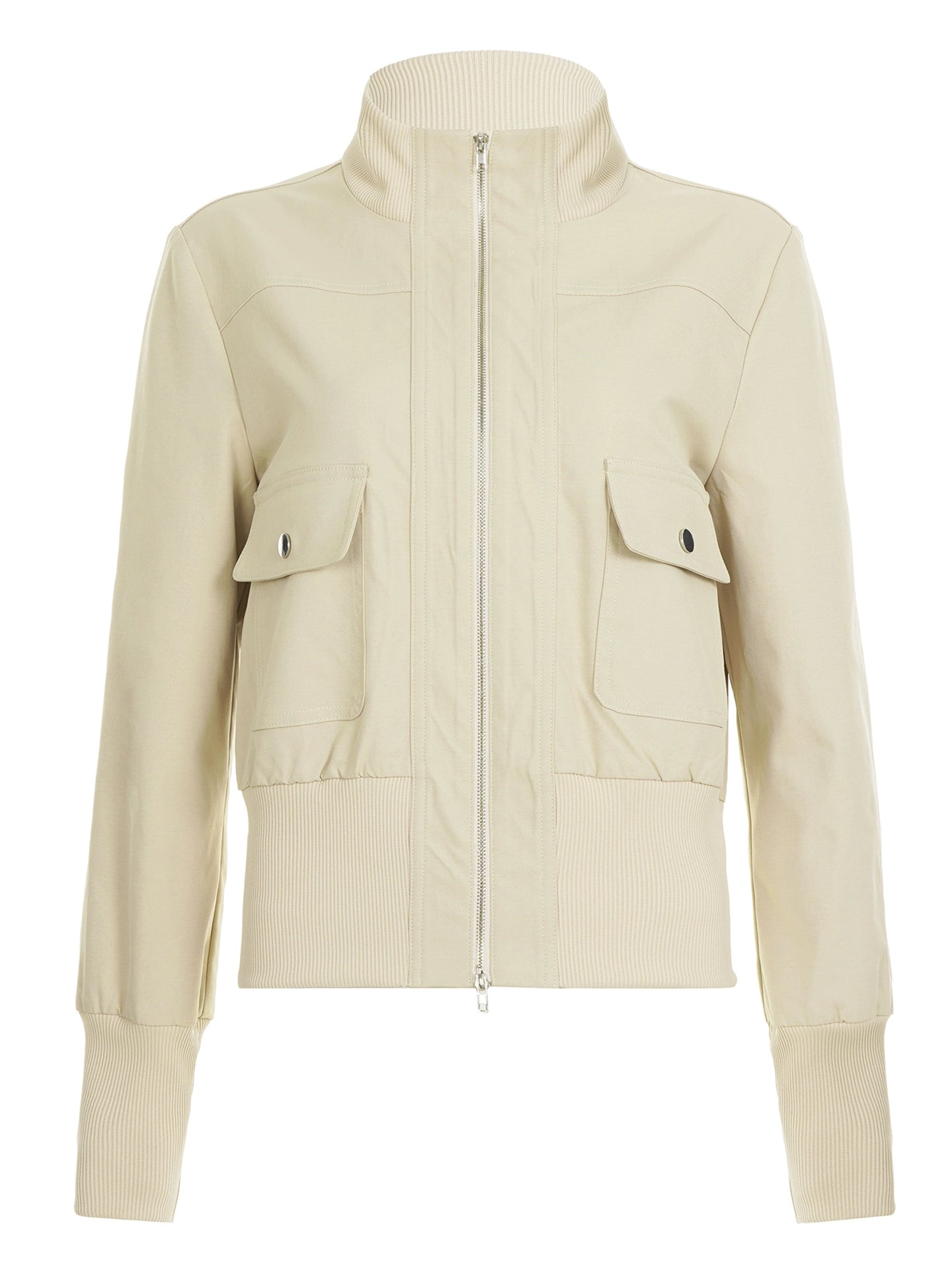 Stand up collar zipper pocket jacket