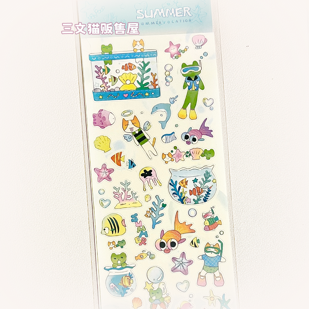 Retro Cute Stickers Sushi Ocean Handmade Material