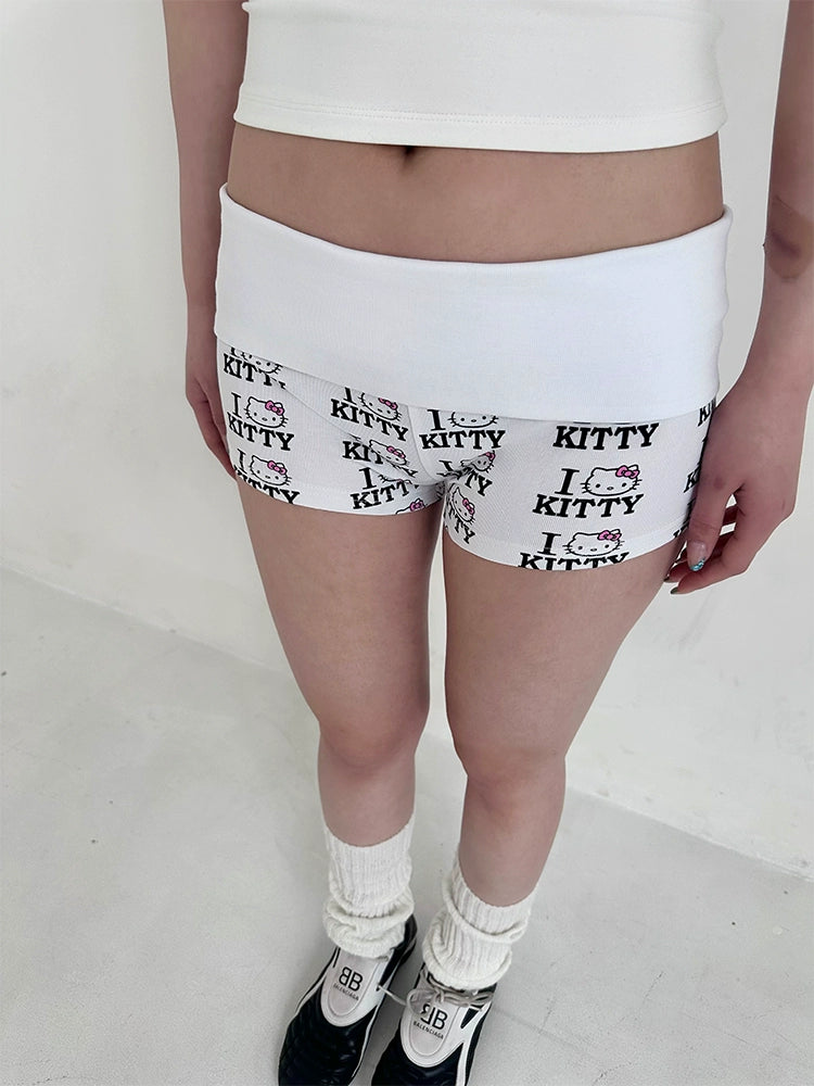 I love kitty low-rise cotton knitted shorts