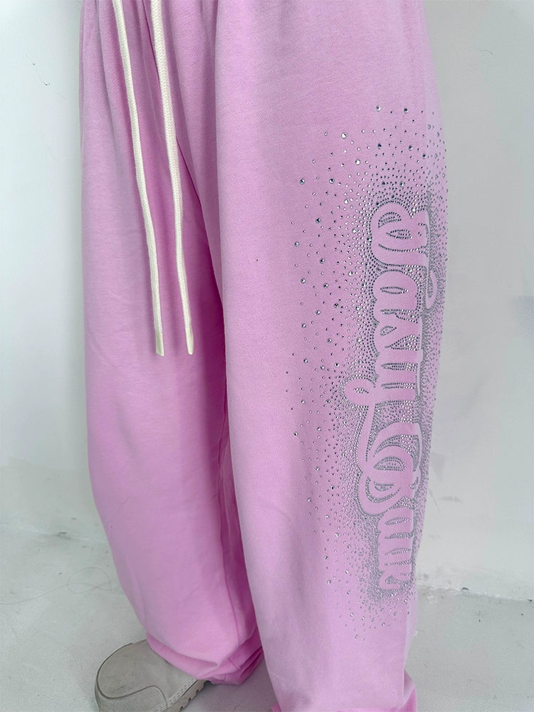 Pink Rhinestone Sweatpants