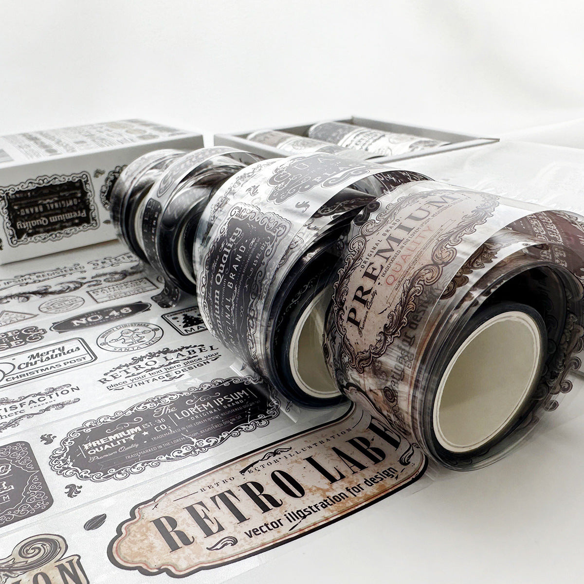 8 transparent combination antique style tent tapes