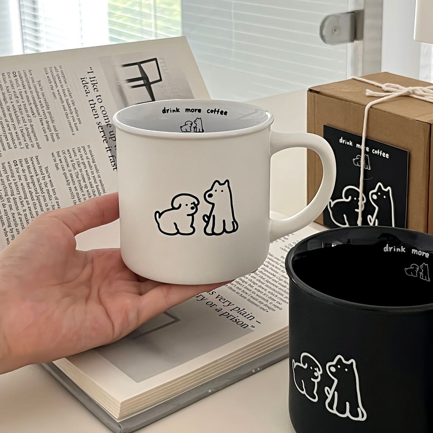 Matte Dog Mark Ceramic Cup Gift Box Set
