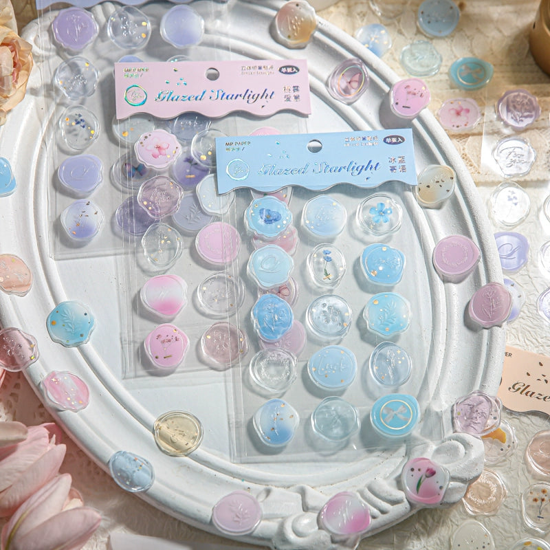Glass Starlight Imitation Fire Paint Seal Stickers