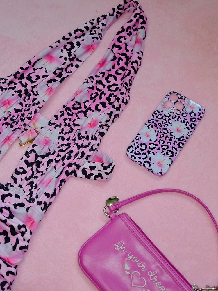 Hawaiian pink leopard print phone case