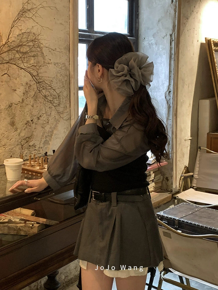 Grey organza headband