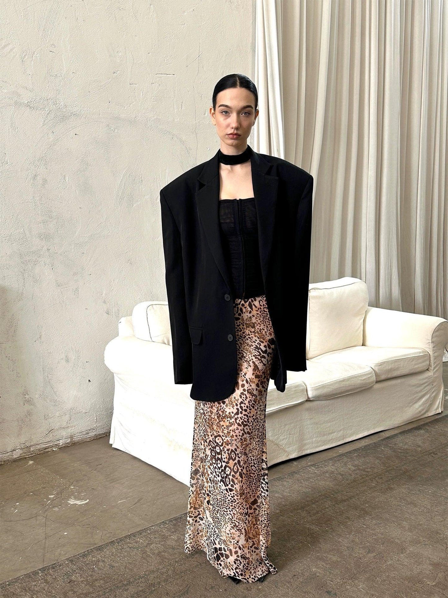 Snake print fishtail skirt