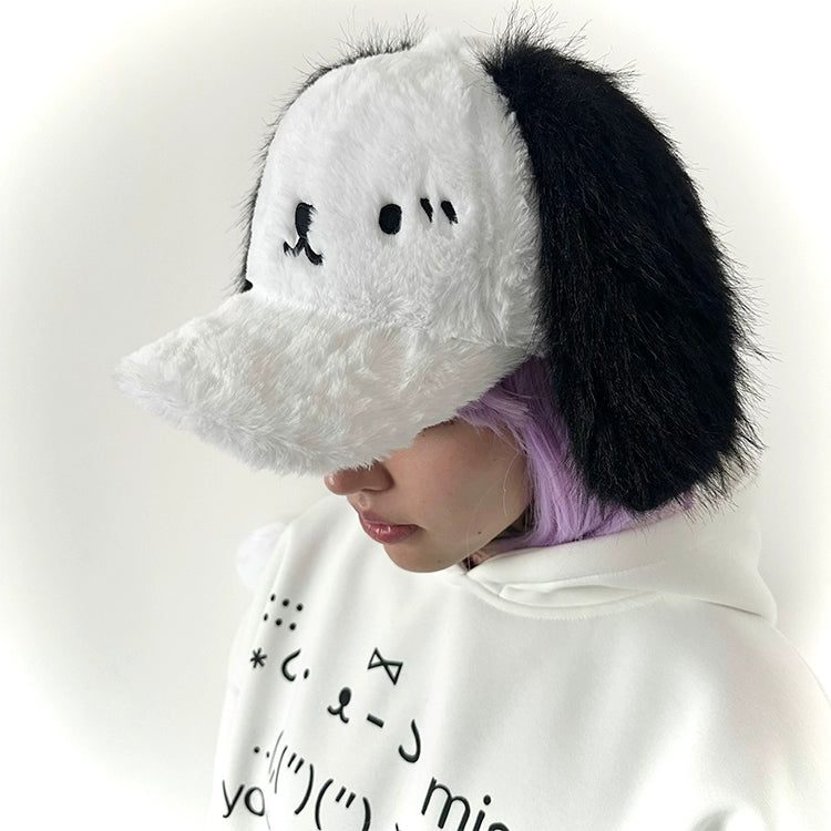 plush hat smiling puppy hat