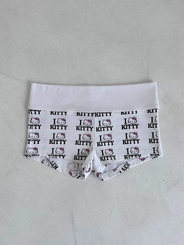 I love kitty low-rise cotton knitted shorts