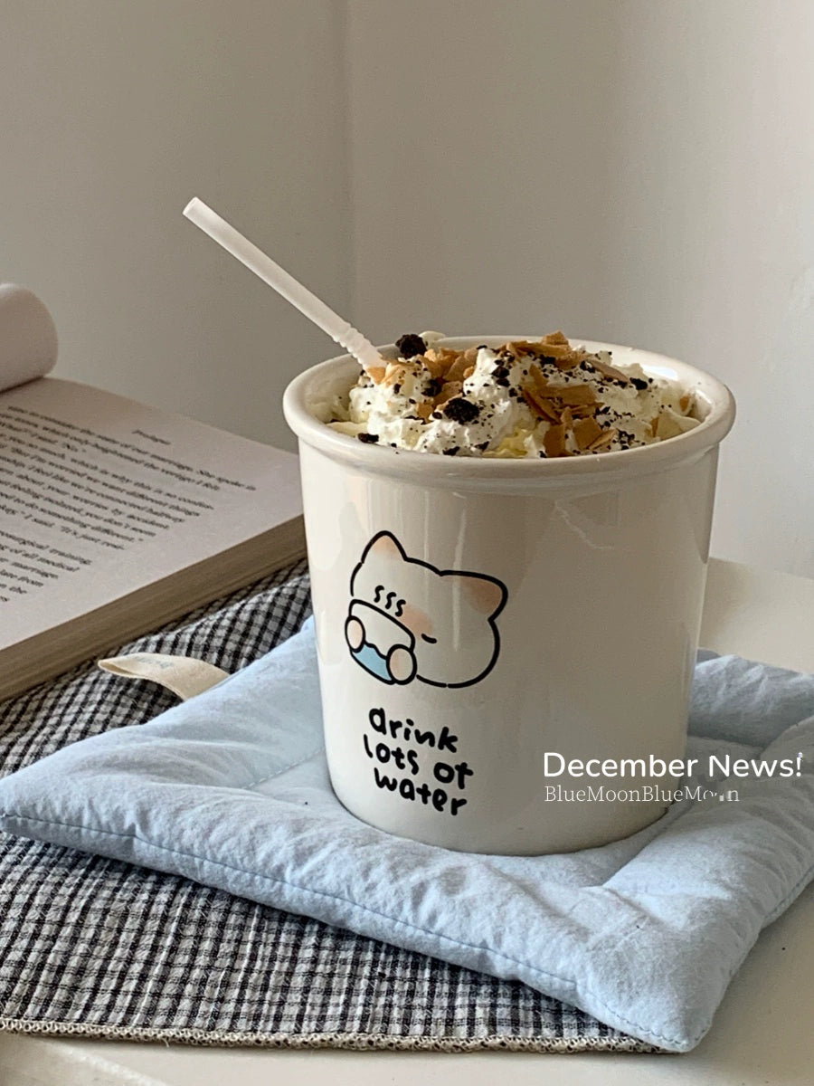 The kitten calls you to drink water "ceramic imitation paper cup coffee cup
