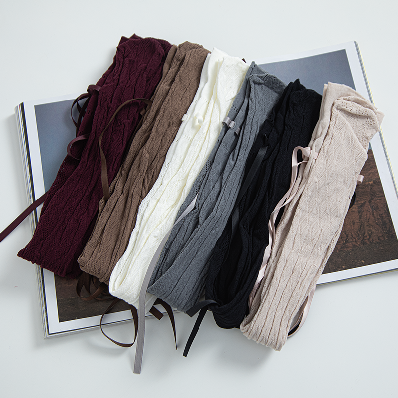 Lace Hollow Bow Ribbon Stockings