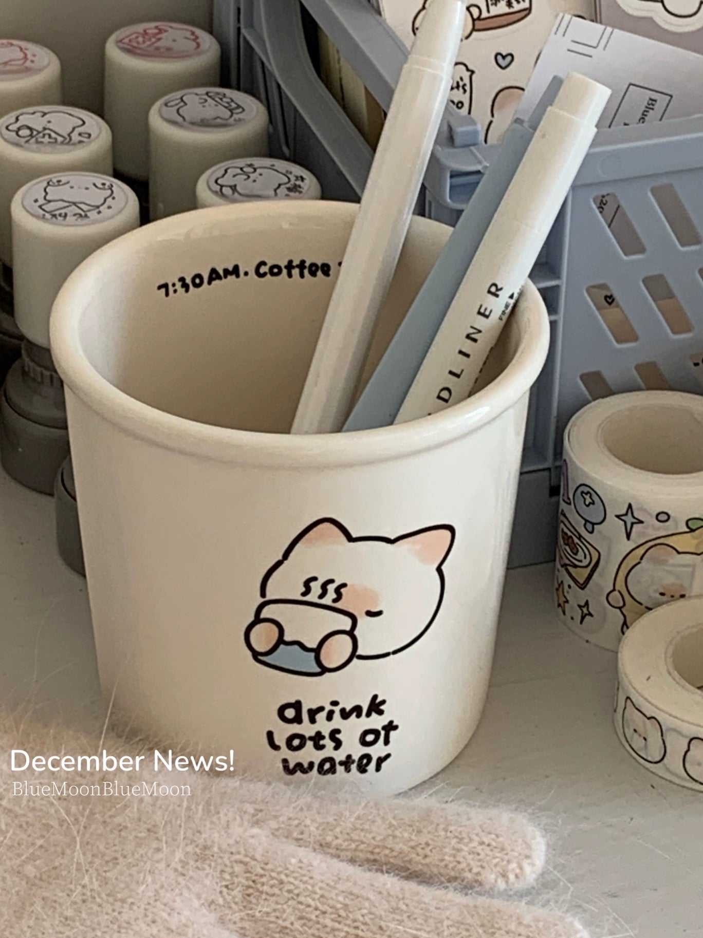 The kitten calls you to drink water "ceramic imitation paper cup coffee cup