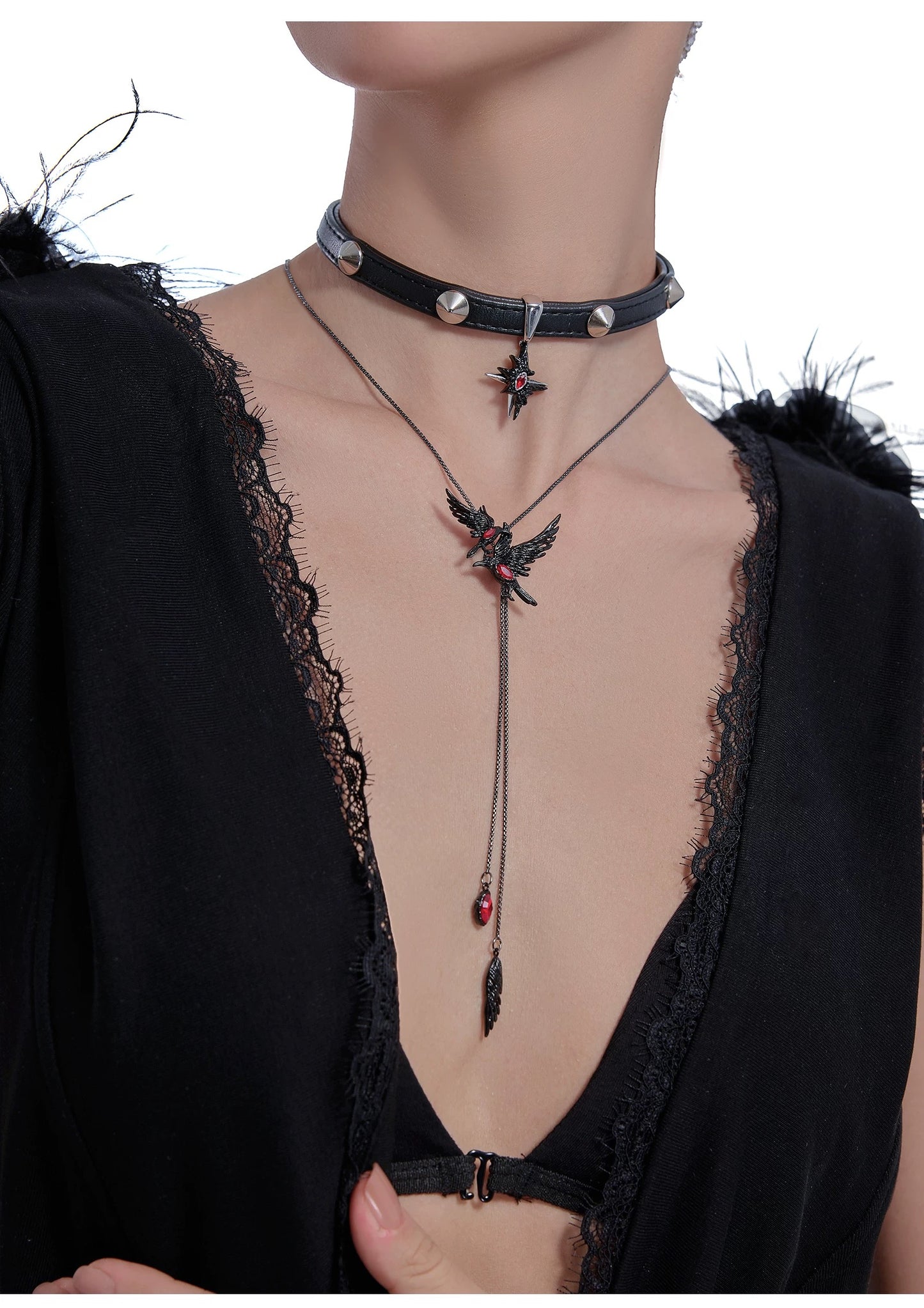 Qin Che Thorne Crow Stacks Necklace