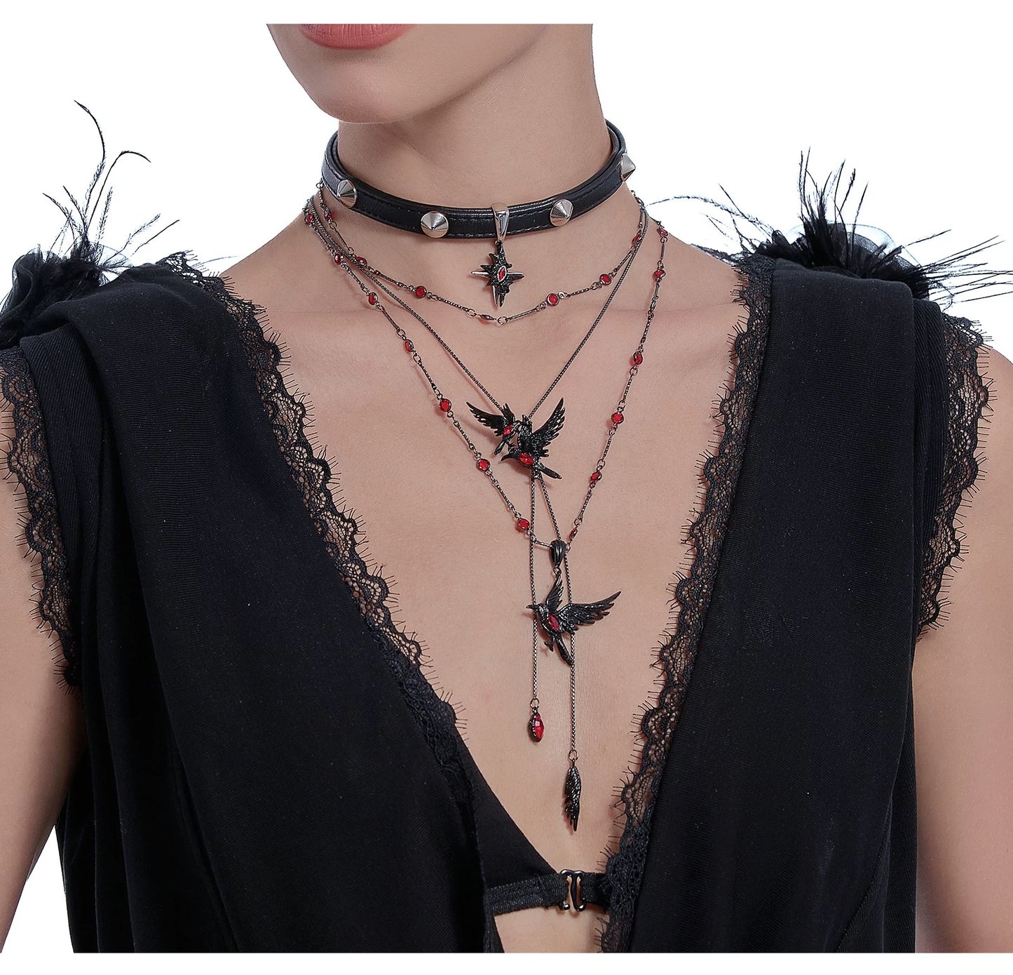 Qin Che Thorne Crow Stacks Necklace