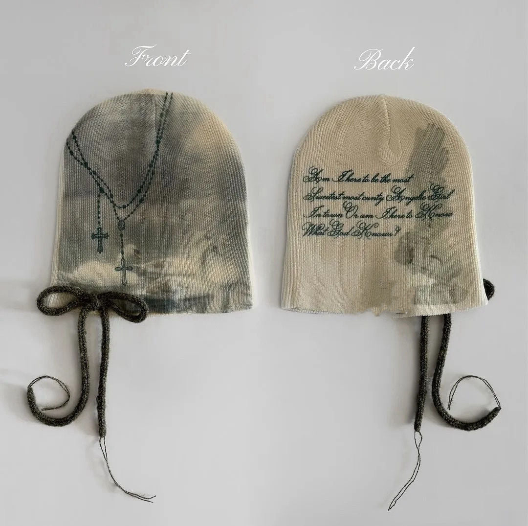 Y2K Print knit beanies