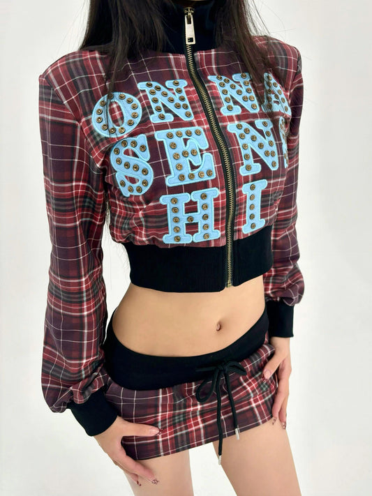 hoodie jacket mini skirt set