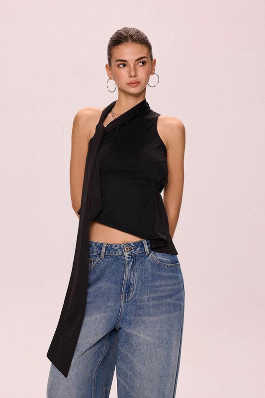 irregular tie top black