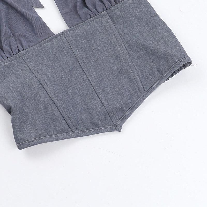 mesh halter top grey