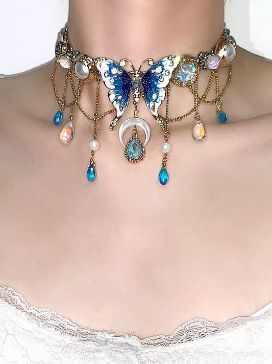 Blue Field "Blue Titanium Steel Necklace