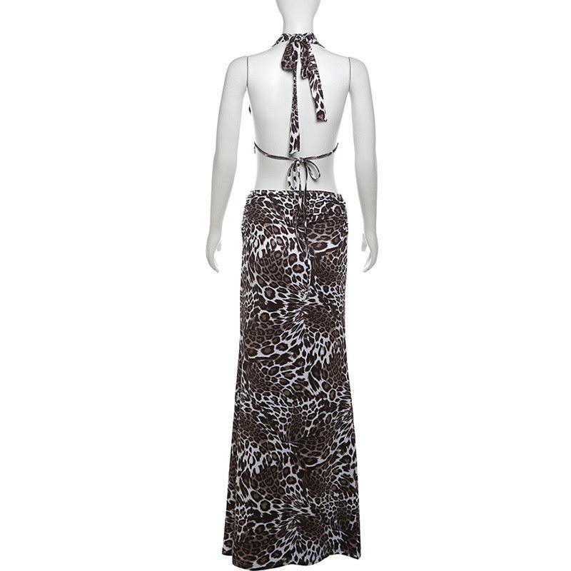 leopard print dress set