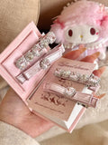 Rococo Pink Diamond Bow Hair Clip Set