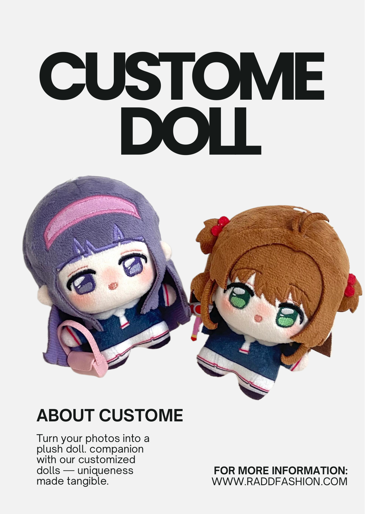 Custome your photo into plush doll