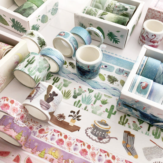 Washi Tape Set - 8 Rolls Plant Cartoon Pattern