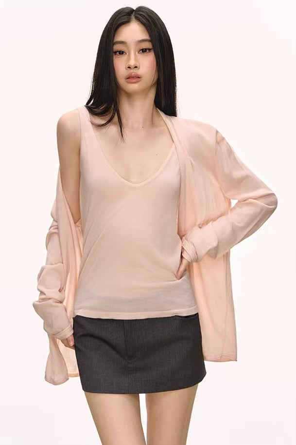 Tencel Linen Pink Knitted Set