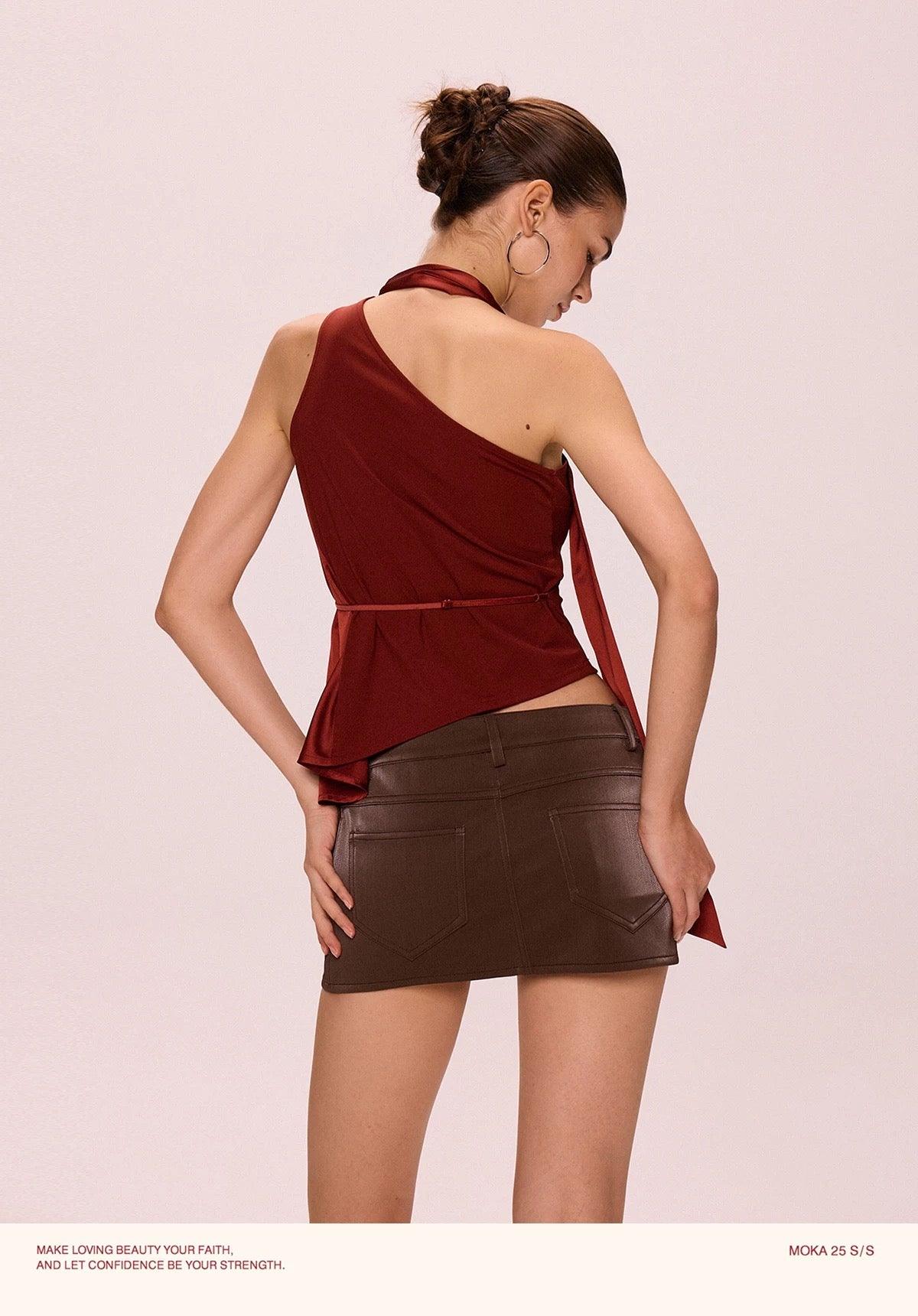 irregular tie top red