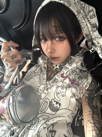 Midnight Grey Bunny Hooded Vest