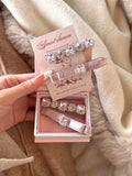 Rococo Pink Diamond Bow Hair Clip Set