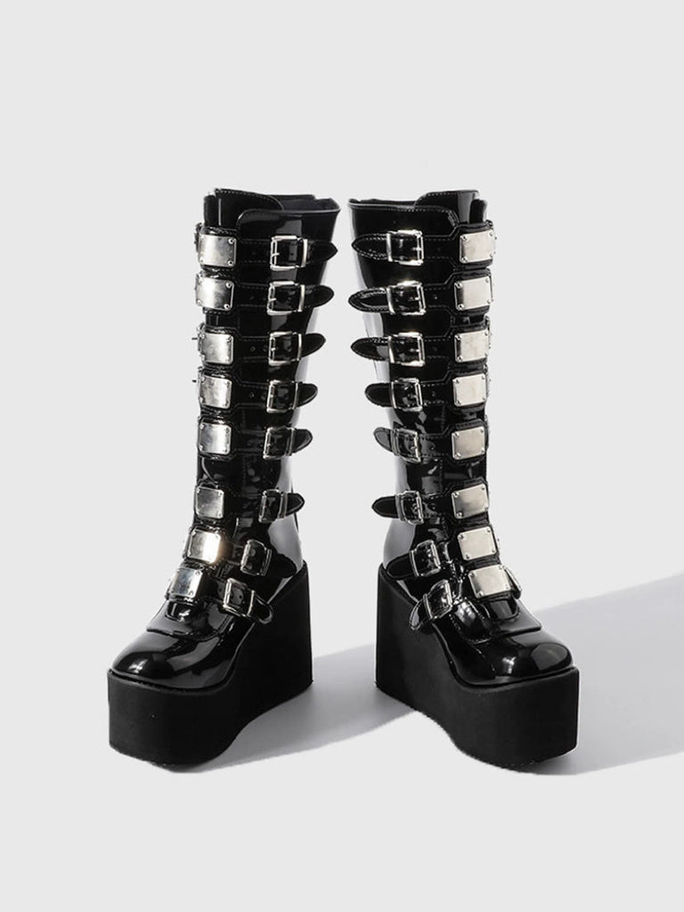 Punk height increasing thick soled boots