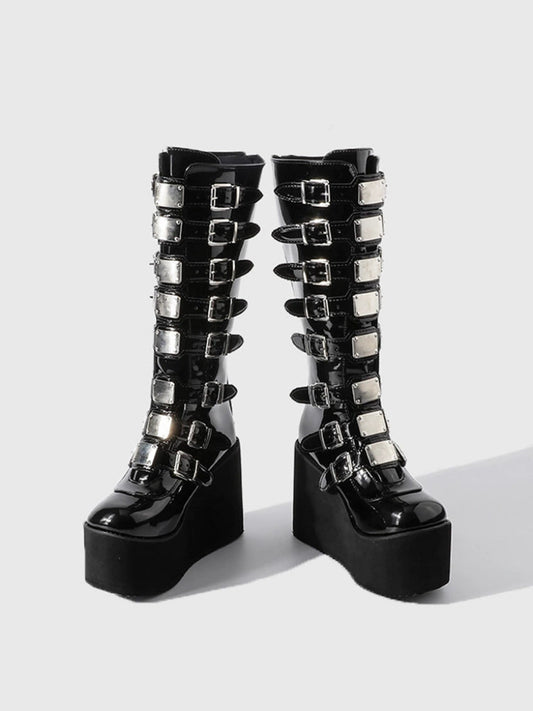 Punk height increasing thick soled boots