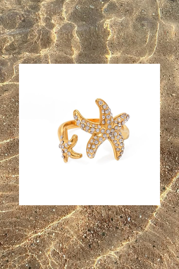 starfish Shell Rings Bracelet 8 pieces Set