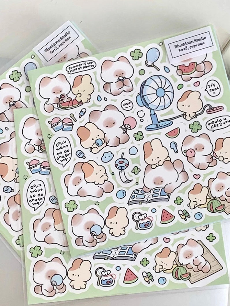 [BlueMoon puputime] Mantou cat pupu toy house/summer sticker