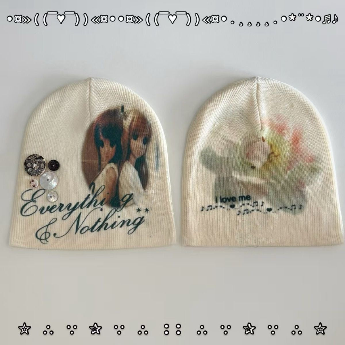 Handmade Shell Button Print Hat