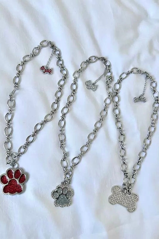 Punk Stainless Steel Dog Paw Necklace