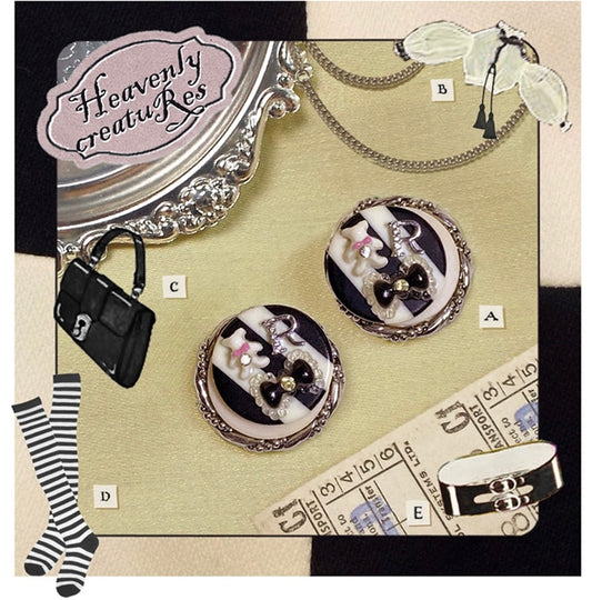 Wearing Stripes Only on Wednesdays "Antique Toy Style Mini Top Hat Preparatory Student Black and White Y2K Earrings