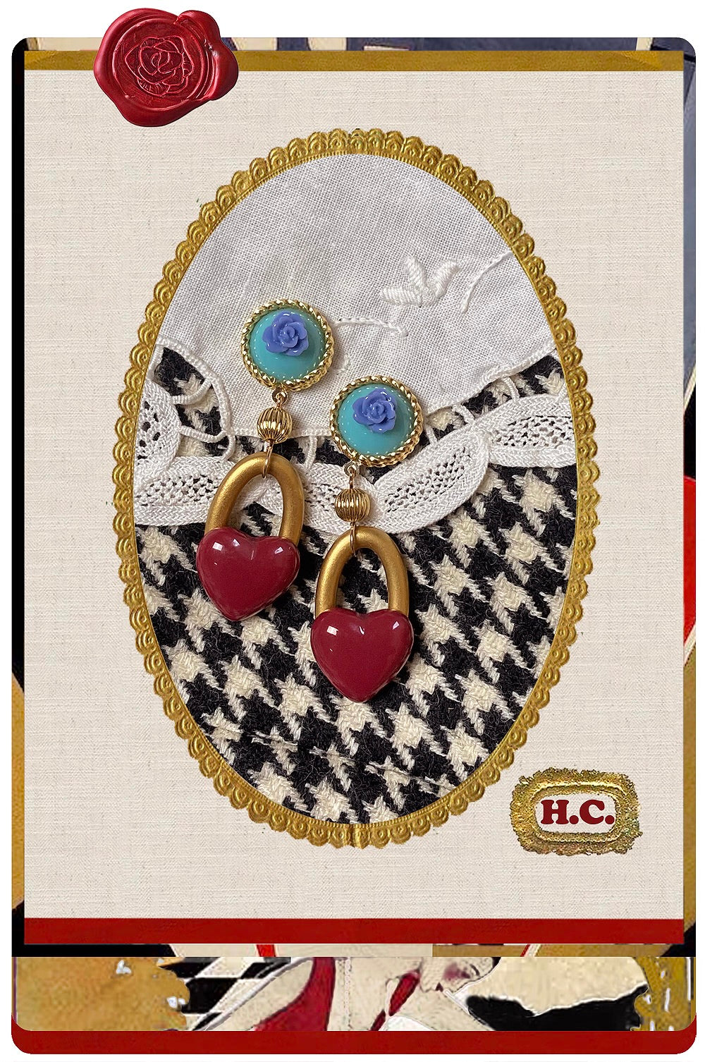 The 'Queen of the West' is an unparalleled beauty queen of Egypt, with classical and gorgeous color matching roses and wine heart earrings