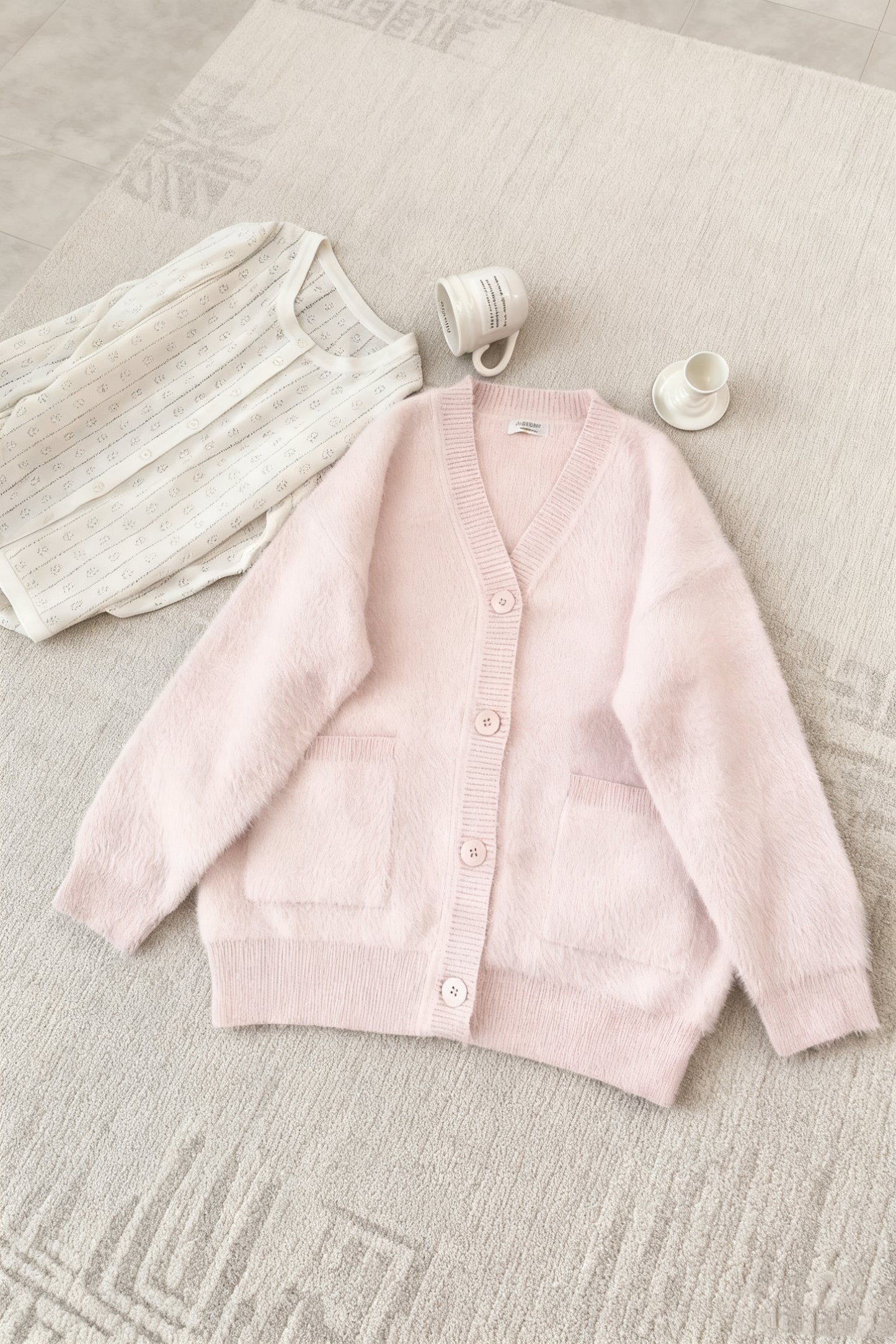 Imitation mink fur furry sweater cardigan