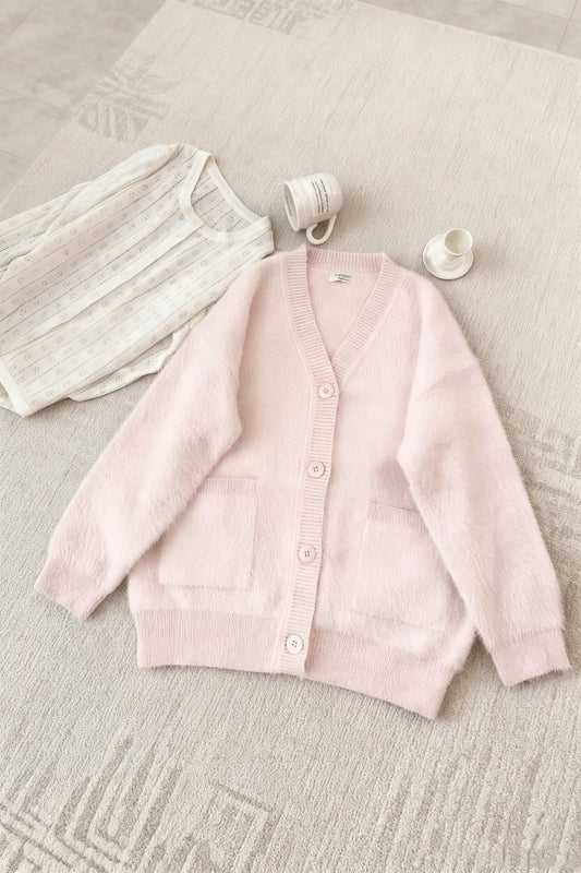 Imitation mink fur furry sweater cardigan